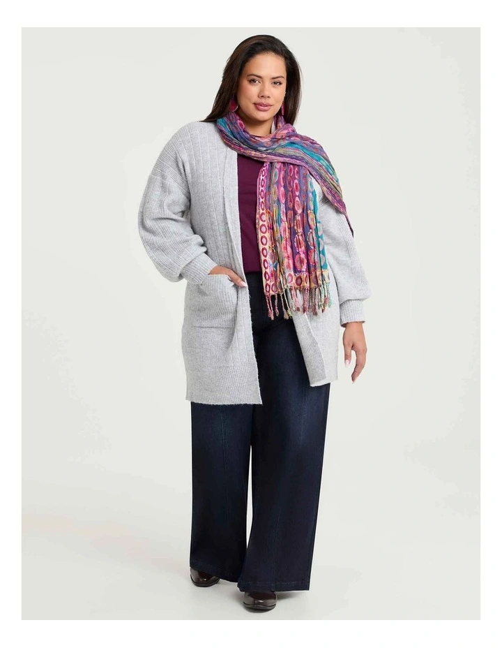 Shirred Jacquard Scarf in Multi Spot Print image 3