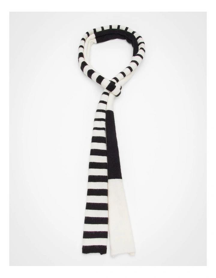 Thin Stripe Scarf in Black/white image 1