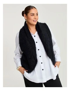 Light Fuzzy Cascading Vest Black