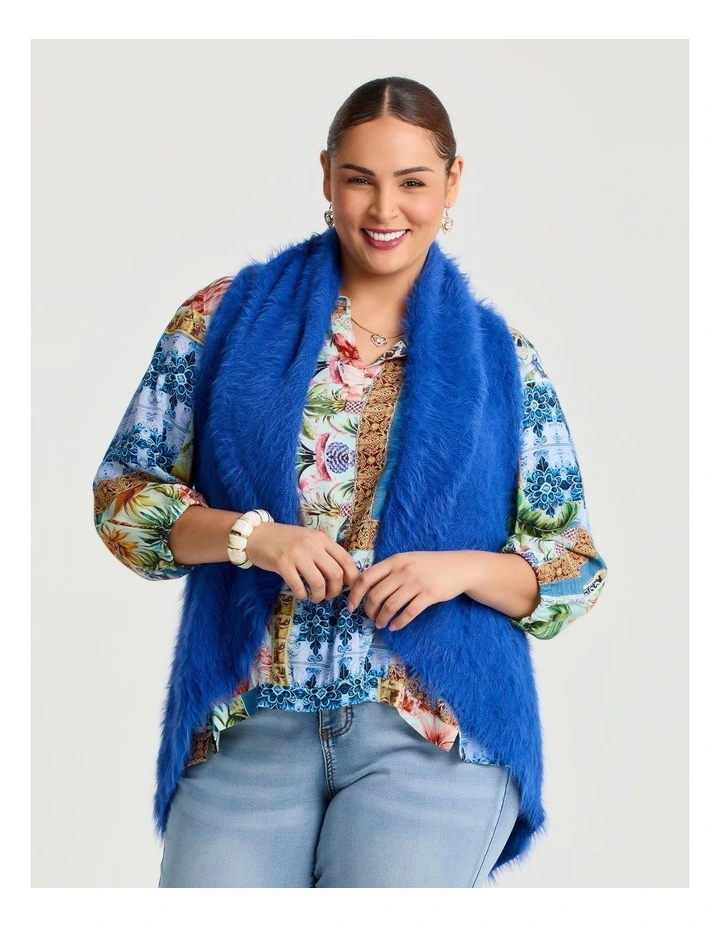 Light Fuzzy Cascading Vest Blue image 1