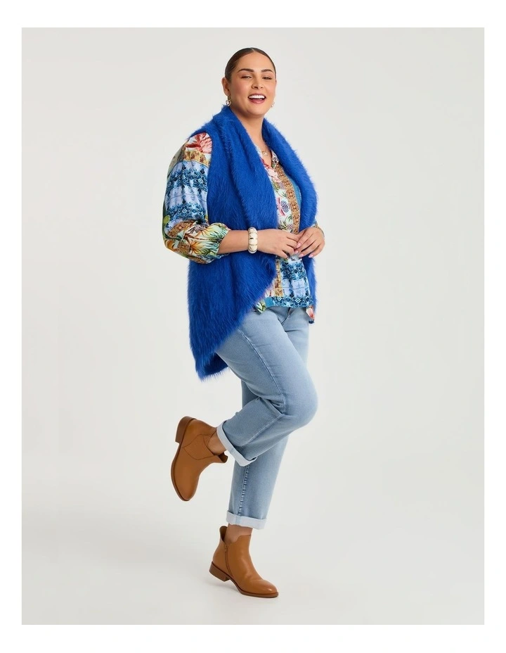 Light Fuzzy Cascading Vest Blue image 3