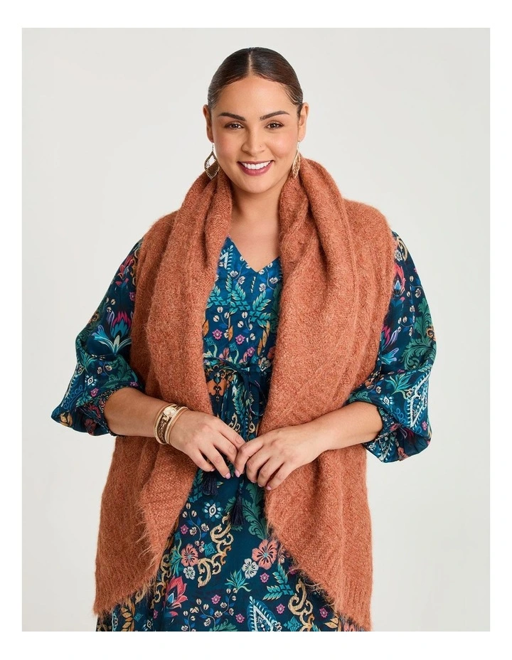 Mottled Cascading Vest Burnt Orange image 1