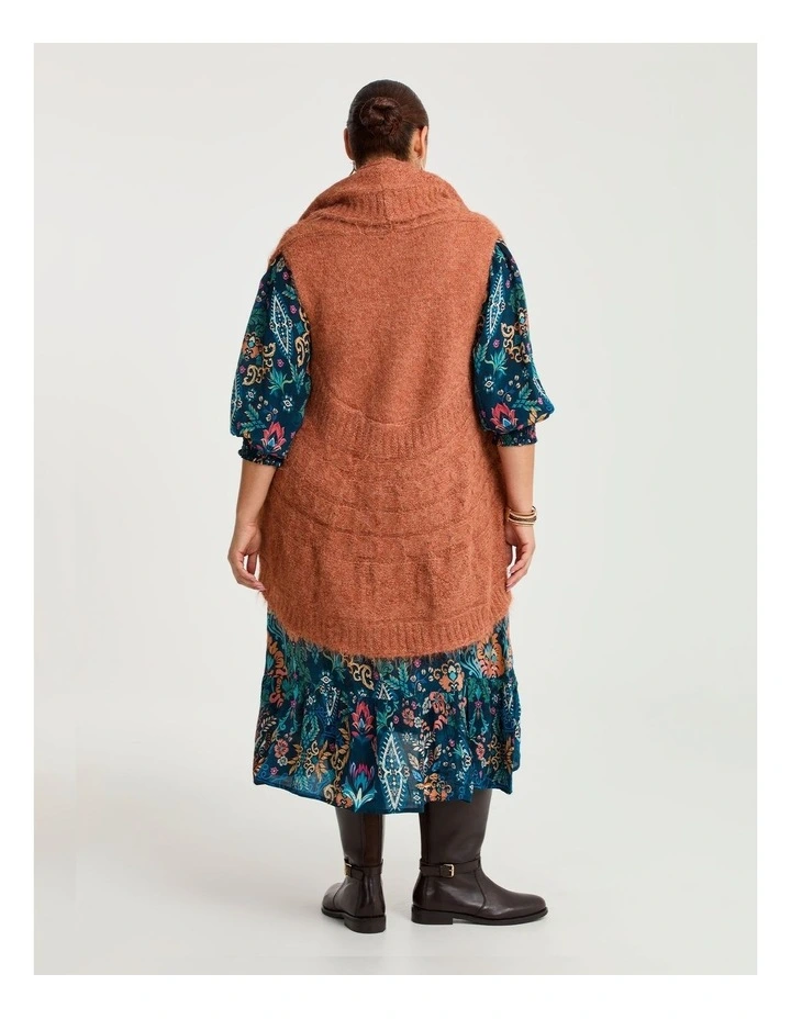 Mottled Cascading Vest Burnt Orange image 2