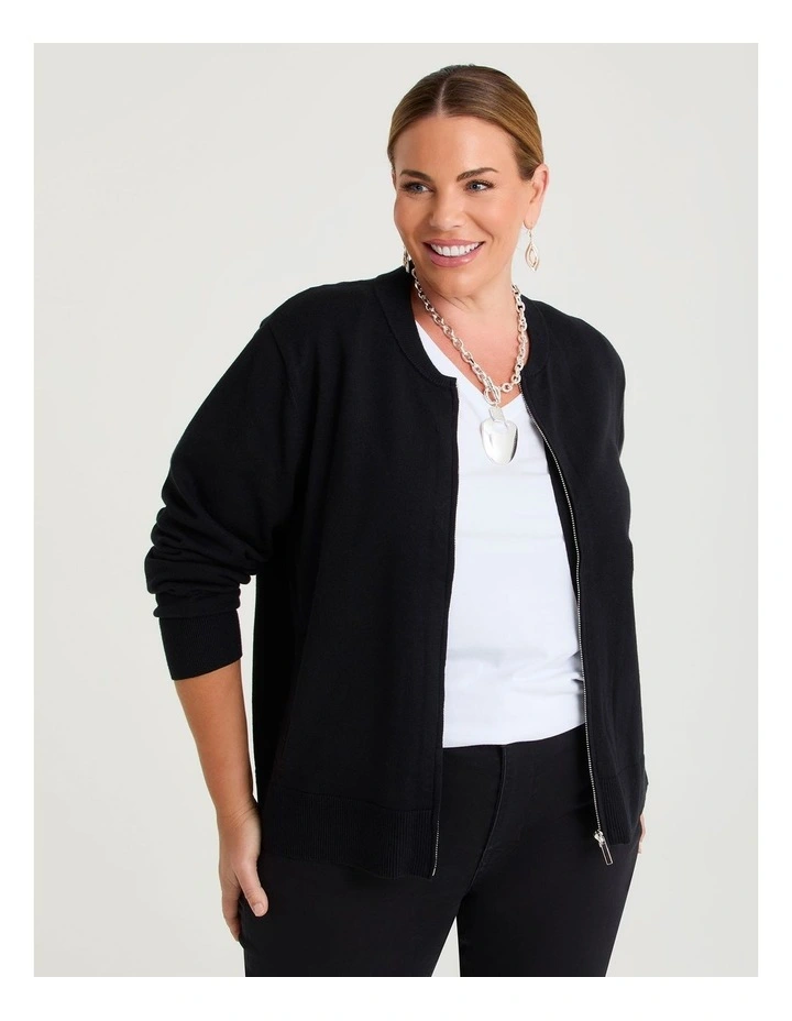 Zip Bomber Natural Cardigan Black image 3