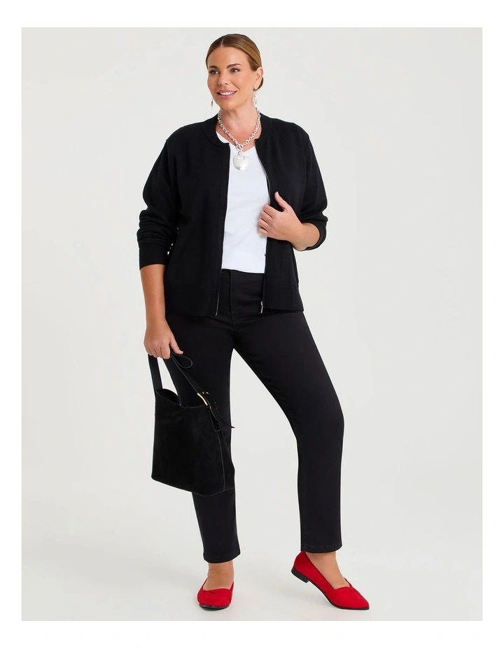Zip Bomber Natural Cardigan Black image 4