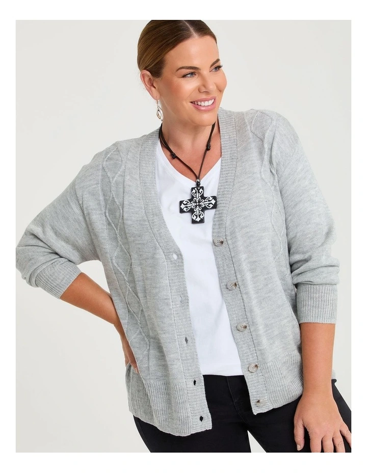 Soft Touch Cable Cardigan Ash Grey image 3