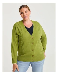 Soft Touch Cable Cardigan Chartreuse