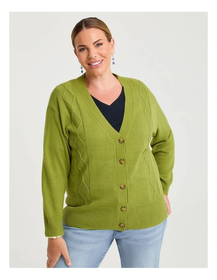 Soft Touch Cable Cardigan Chartreuse image 1