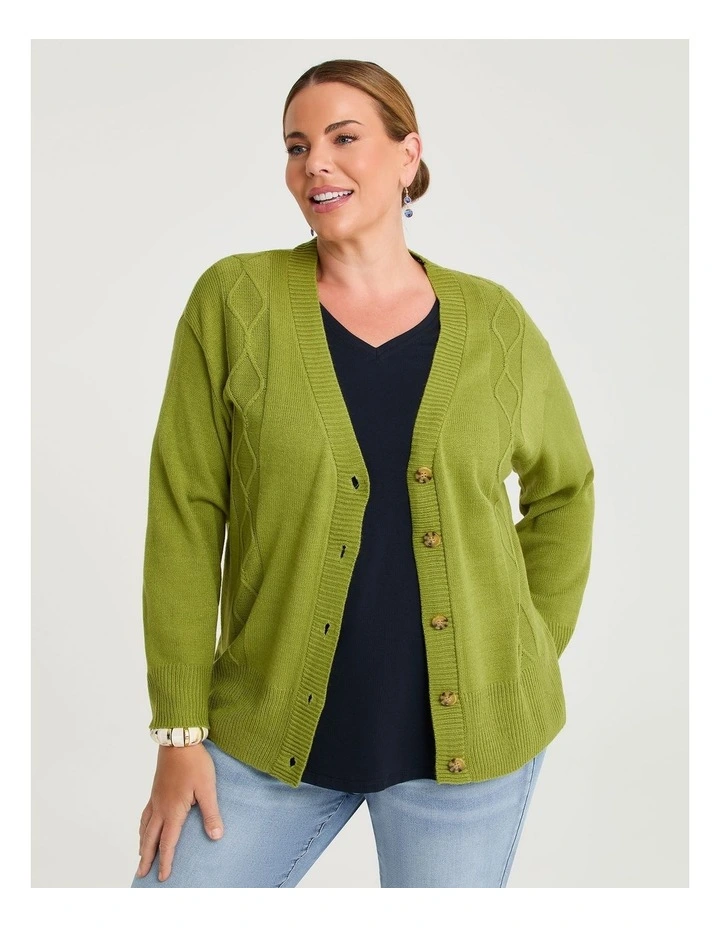 Soft Touch Cable Cardigan Chartreuse image 3