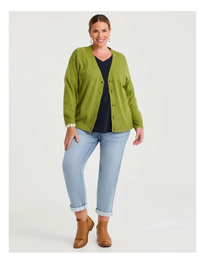 Soft Touch Cable Cardigan Chartreuse image 4