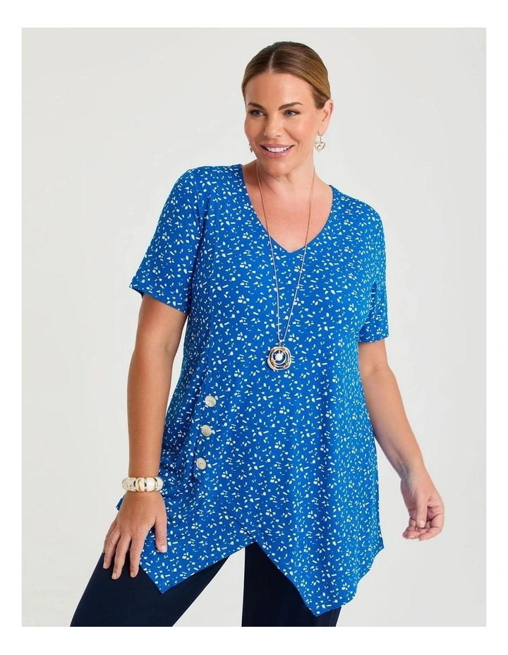 Katey Spliced Tunic Cobalt Print image 1