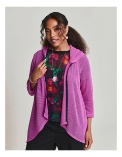 Textured Moanna Zip Cardigan in Deep Fuchsia