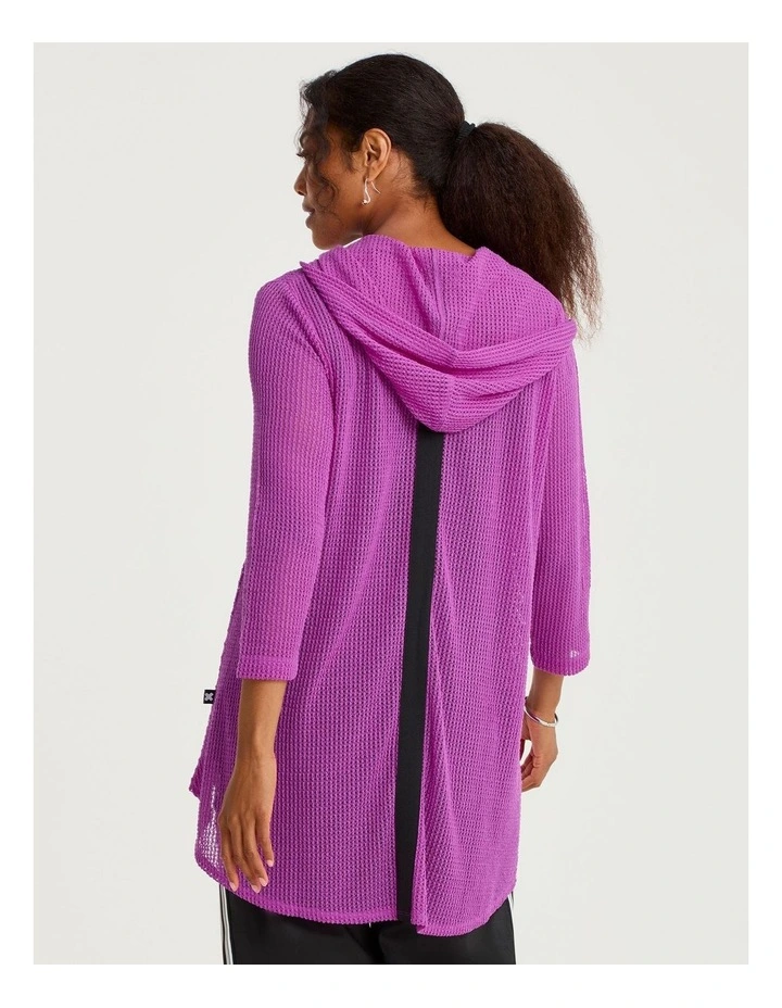Textured Moanna Zip Cardigan in Deep Fuchsia image 2