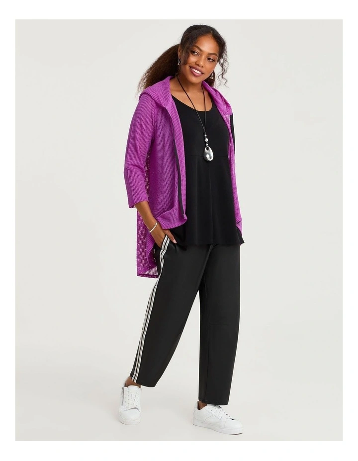 Textured Moanna Zip Cardigan in Deep Fuchsia image 5
