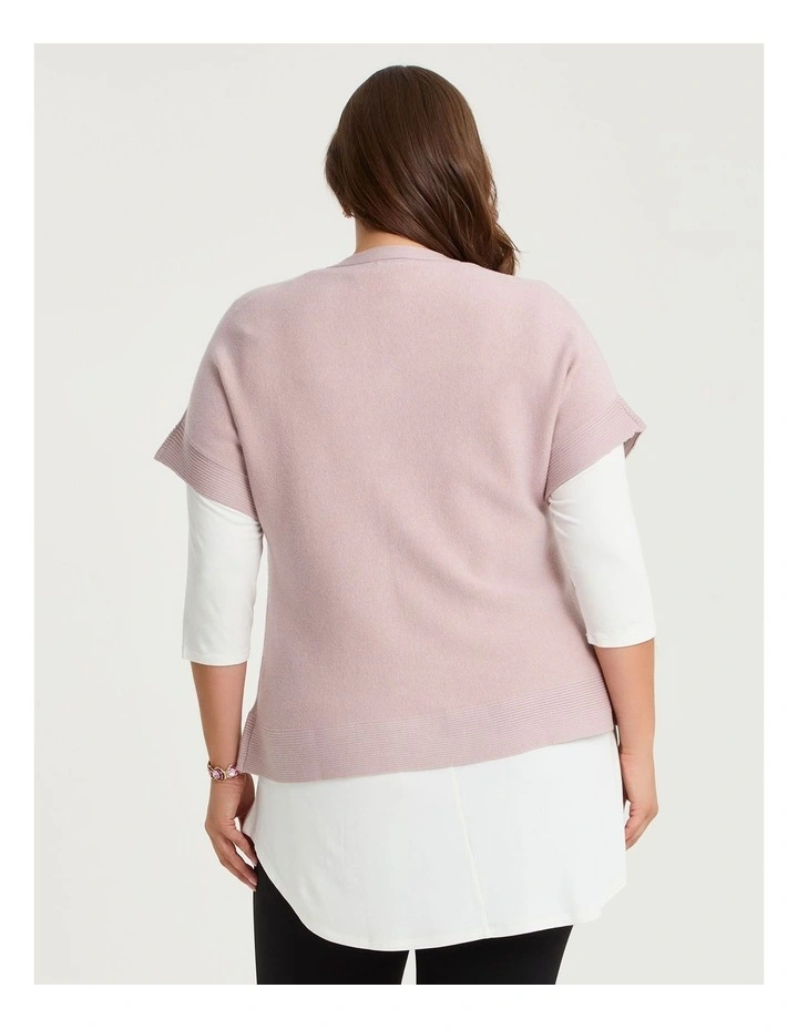 Button Cosy Knit Natural Cardigan in Dusty Pink image 2