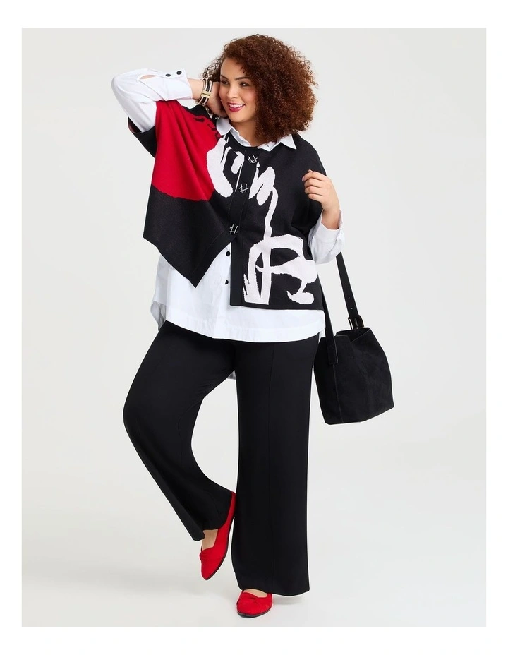 Jacquard Knit Cotton Cardigan in Ribbon Red image 5