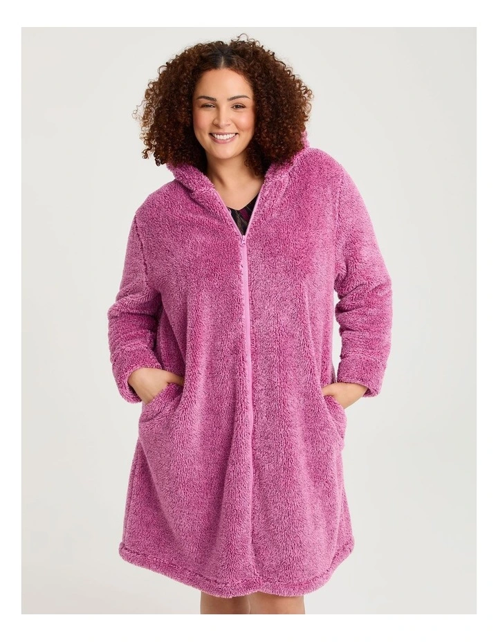Fluffy Hooded Dressing Gown Merlot image 1