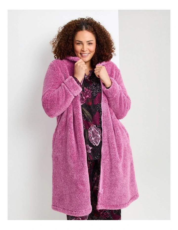 Fluffy Hooded Dressing Gown Merlot image 4