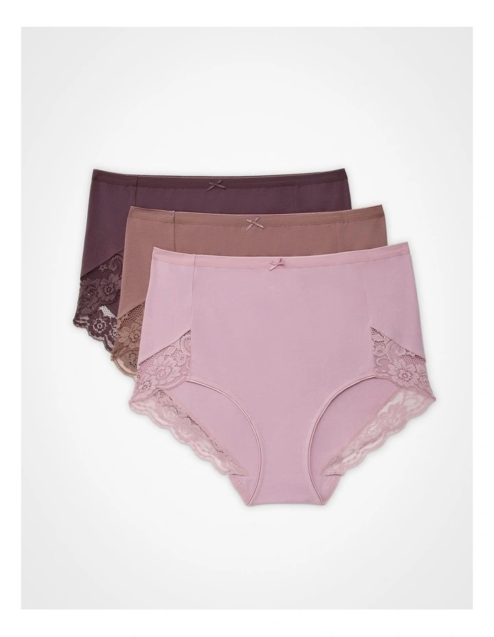 3 Pack Cotton Lace Full Briefs image 1
