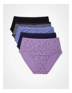 5 Pack Cotton Purple Multi Briefs Multi