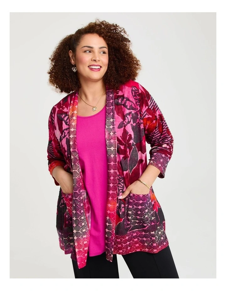 Aztec Burnout Cardigan Red Print image 1