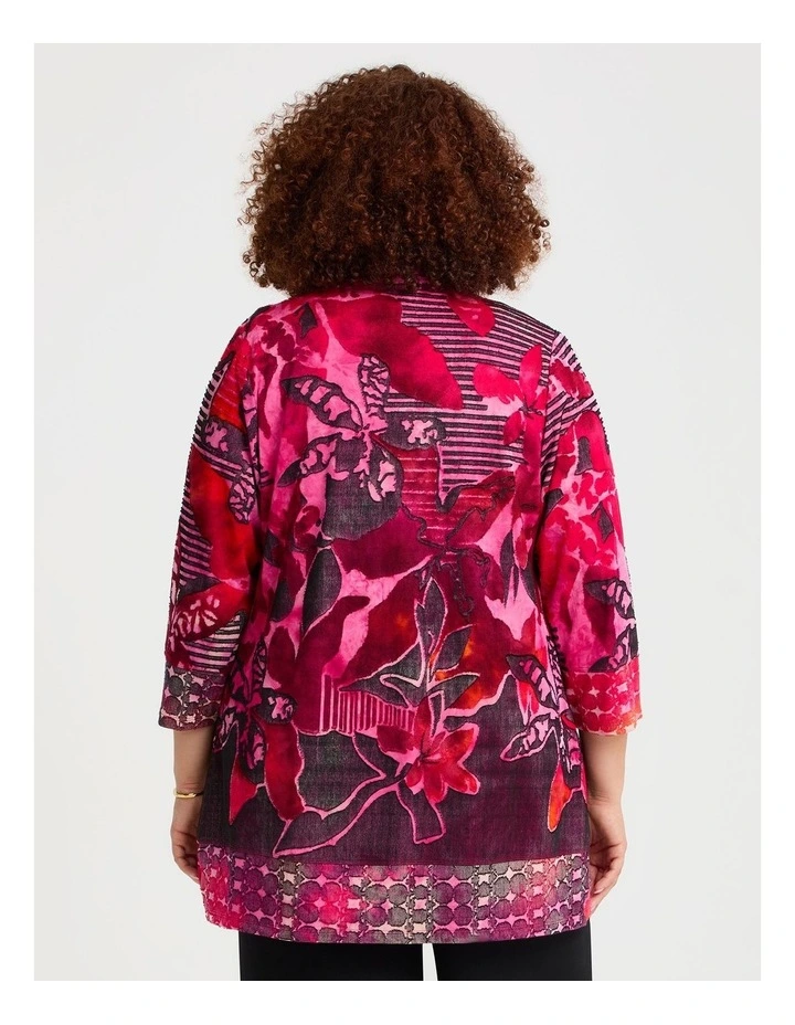 Aztec Burnout Cardigan Red Print image 2