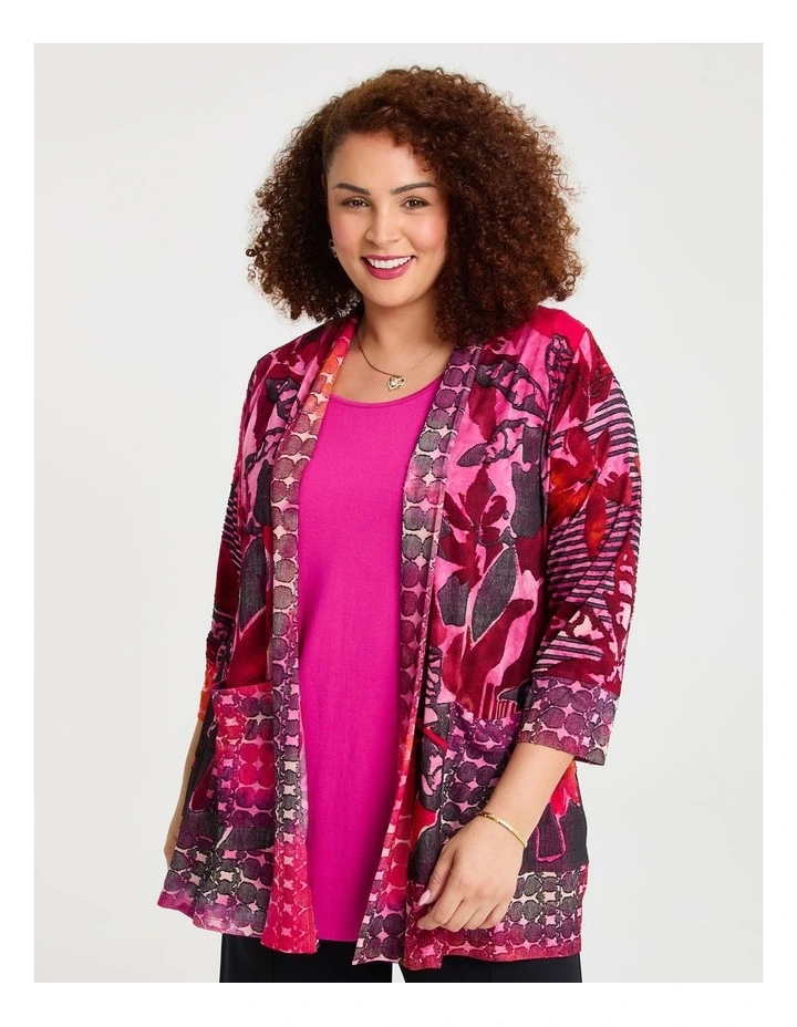 Aztec Burnout Cardigan Red Print image 3