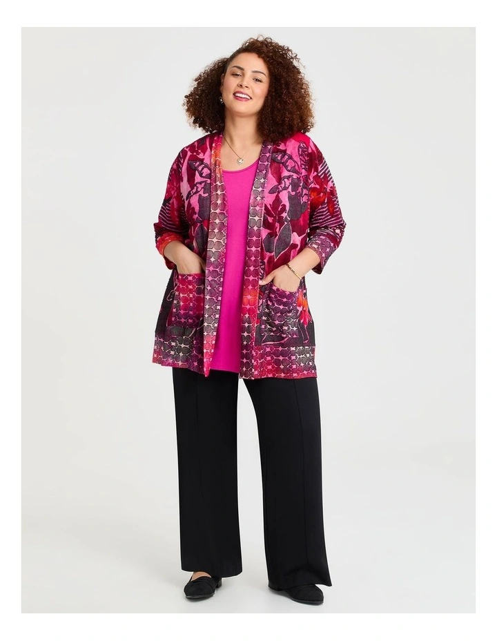 Aztec Burnout Cardigan Red Print image 4