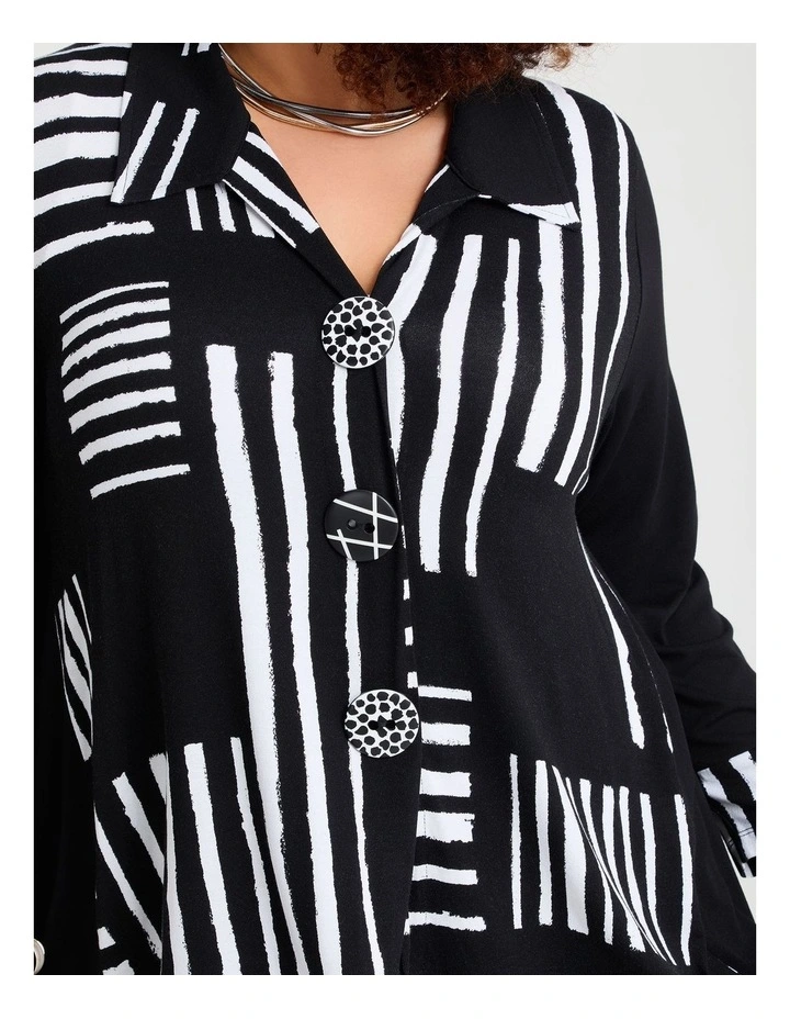 Button Wiseguy Natural Cardigan in Black/White Print image 3