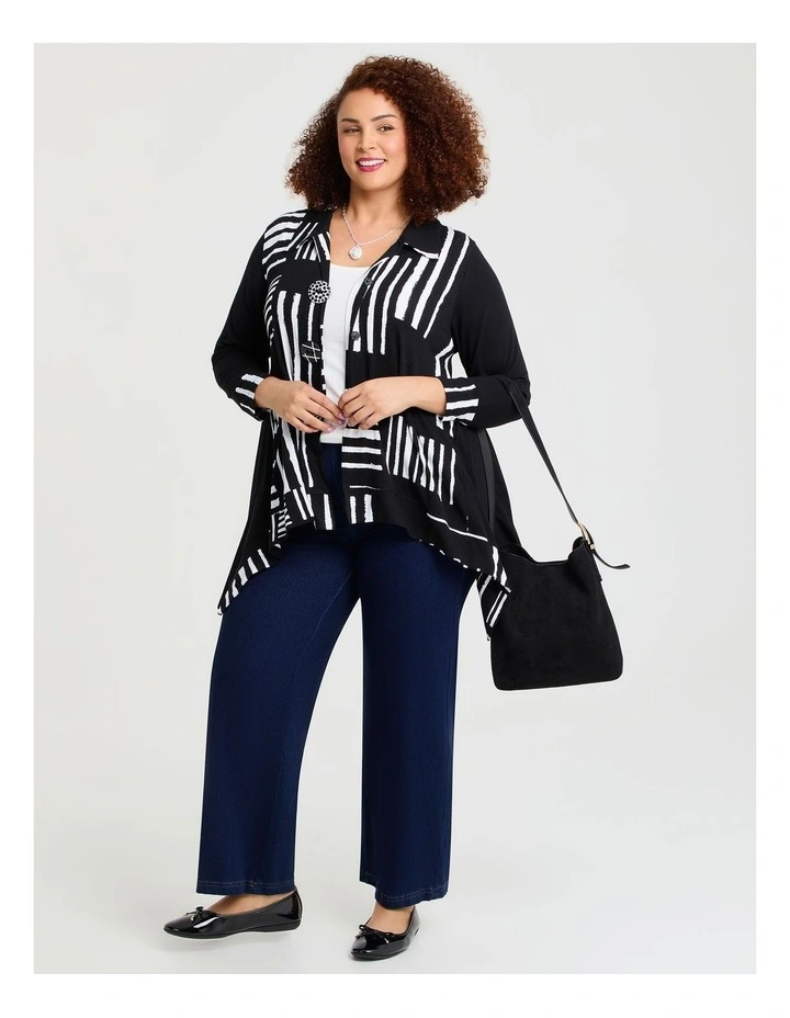 Button Wiseguy Natural Cardigan in Black/White Print image 5