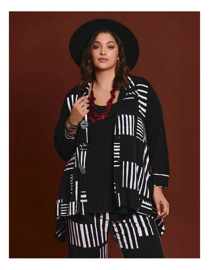 Button Wiseguy Natural Cardigan in Black/White Print image 6