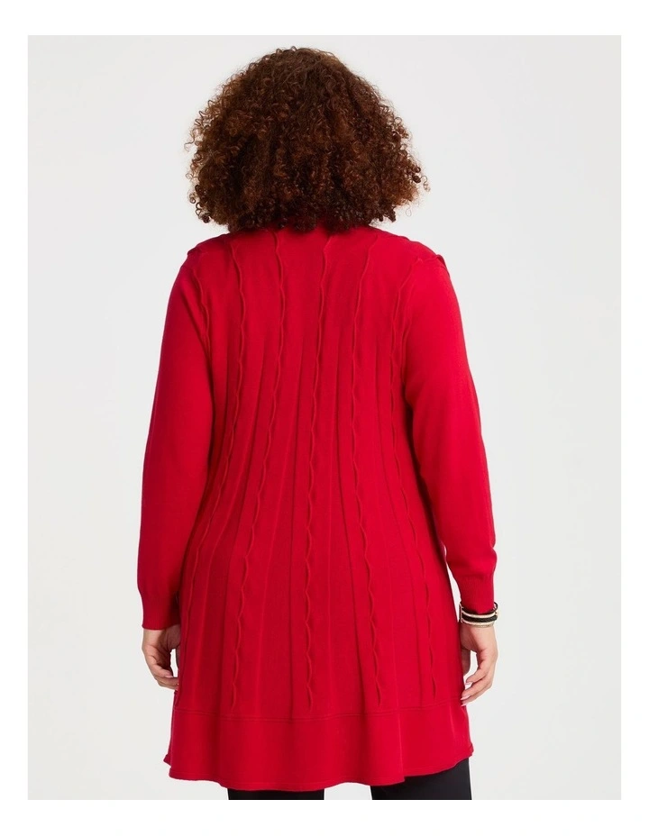Lettuce Edge Bamboo Knit Cardigan in Ribbon Red image 2