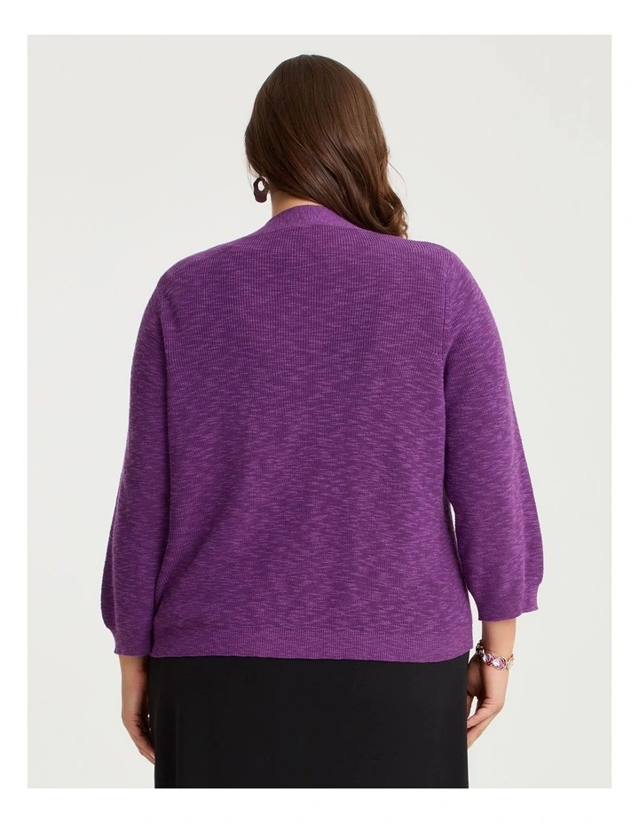 Haven V-neck Cotton Linen Cardigan in Bright Violet image 2