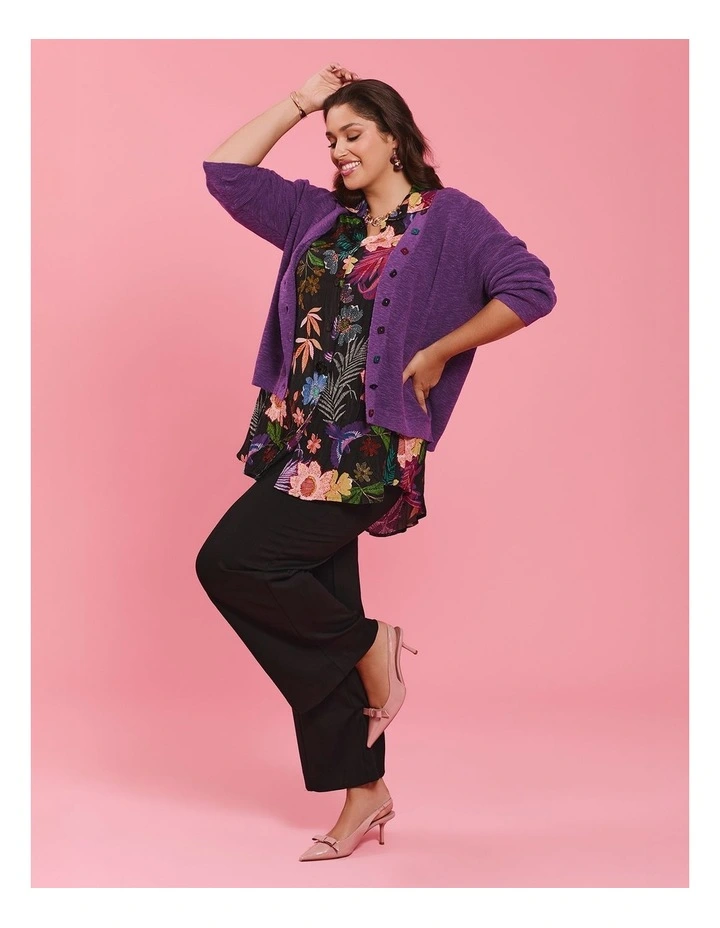Haven V-neck Cotton Linen Cardigan in Bright Violet image 5
