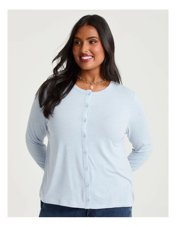 Australian Wool Blend Cardigan in Sky Blue Marle image 1