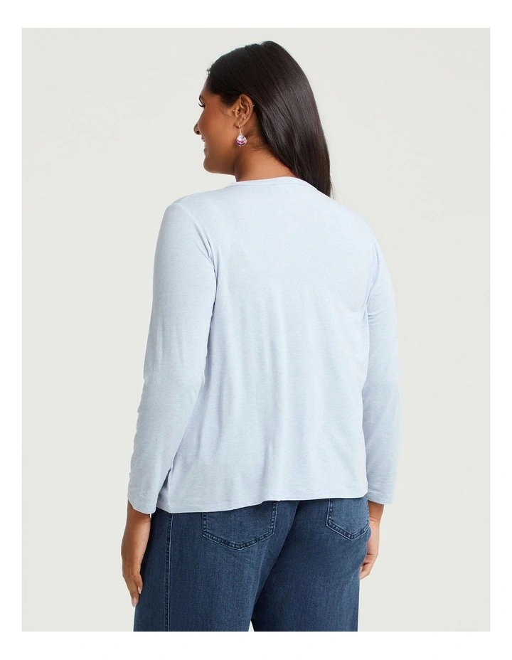 Australian Wool Blend Cardigan in Sky Blue Marle image 2