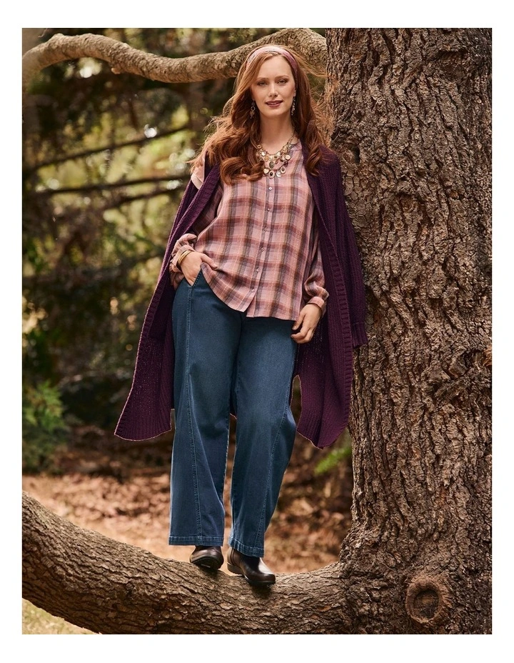 Longline Pocket Rib Cardigan in Wine image 5