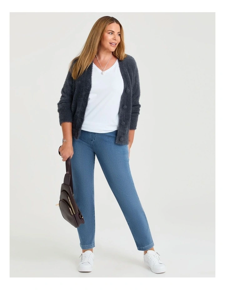 Fluffy Knit Short Cardigan Storm Grey image 4