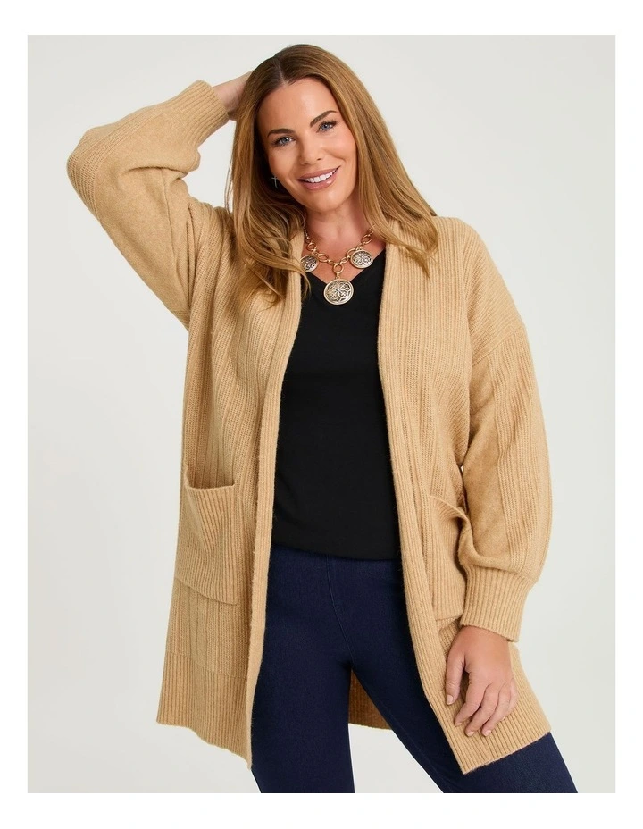 Ribbed Pocket Cardigan Oatmeal Marle image 1