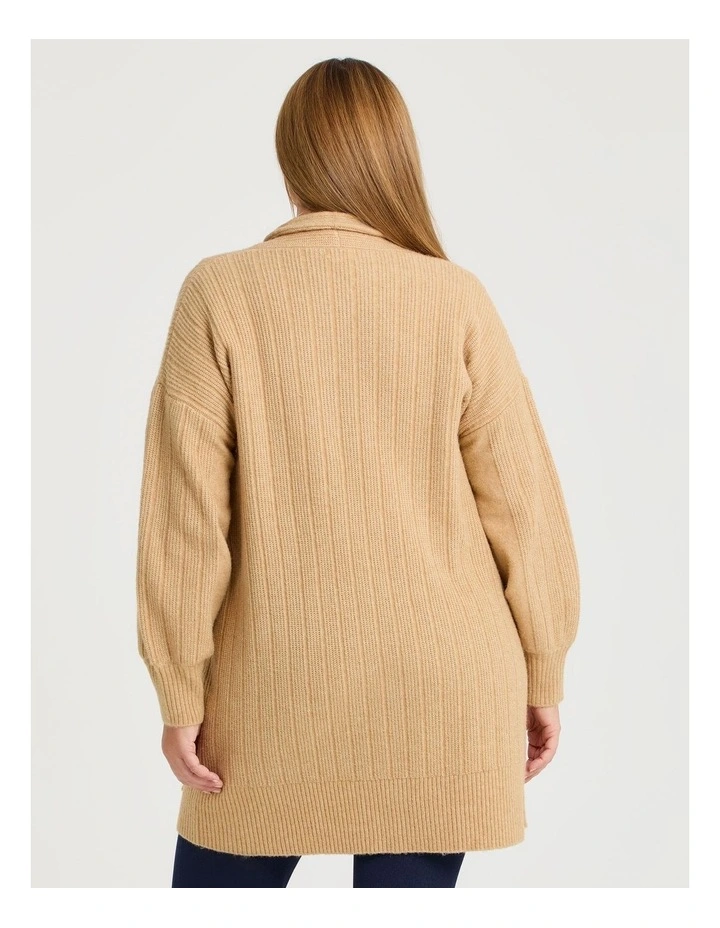 Ribbed Pocket Cardigan Oatmeal Marle image 2