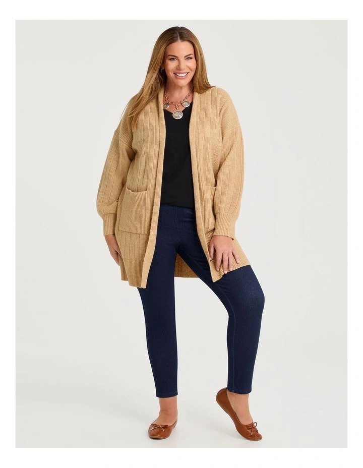 Ribbed Pocket Cardigan Oatmeal Marle image 3