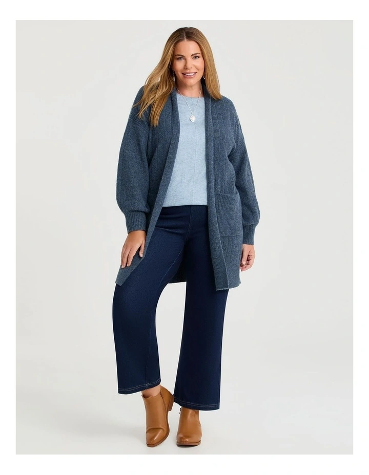 Ribbed Pocket Cardigan Denim Marle image 3