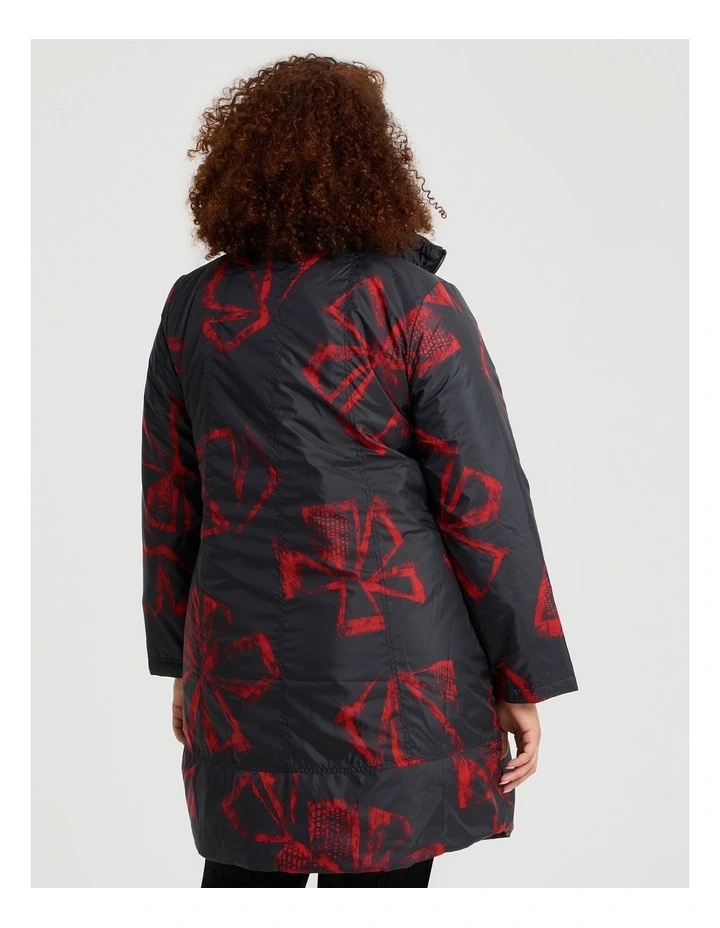 Rhapsody Reversible Puffer Coat in Black/Red Print image 4