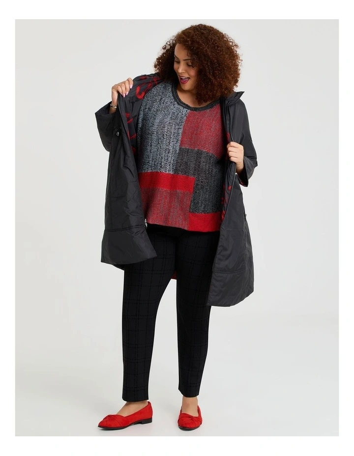 Rhapsody Reversible Puffer Coat in Black/Red Print image 6