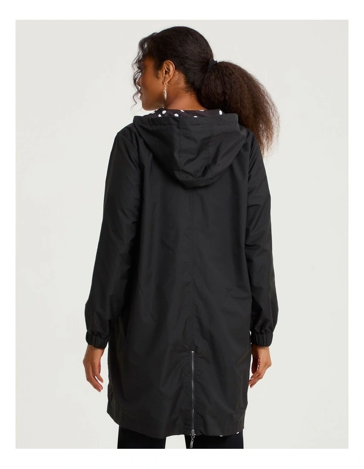 Reversible Shower Resist Mia Polka Dot Jacket in Black image 3