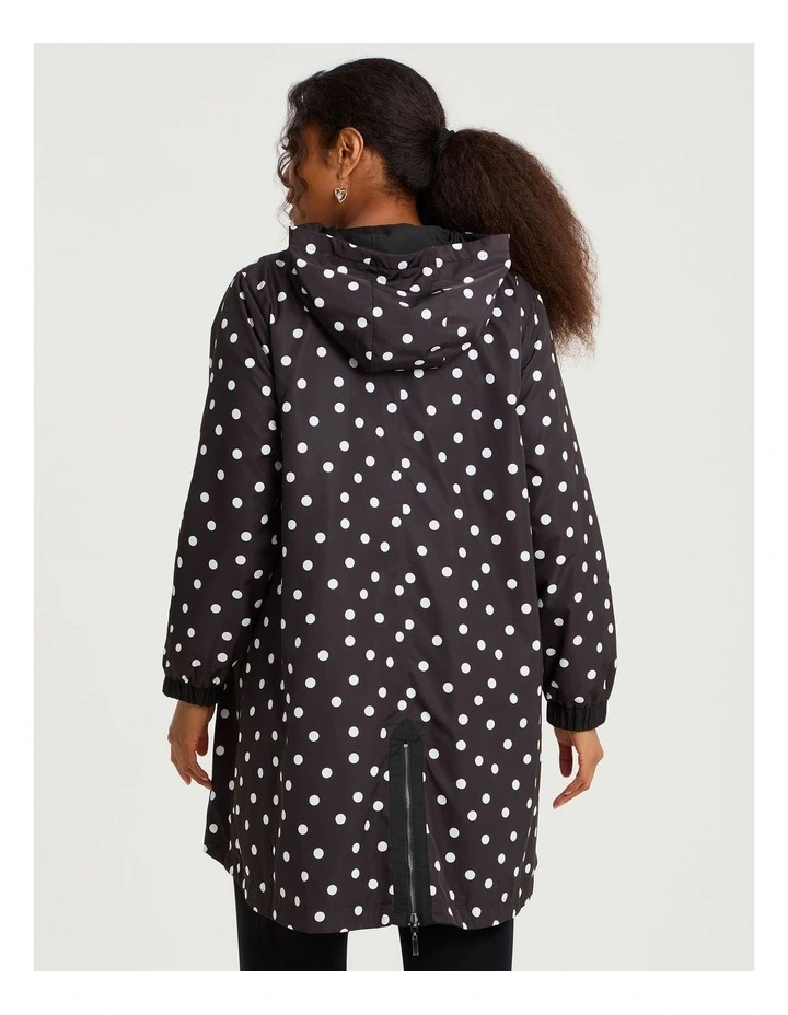 Reversible Shower Resist Mia Polka Dot Jacket in Black image 4