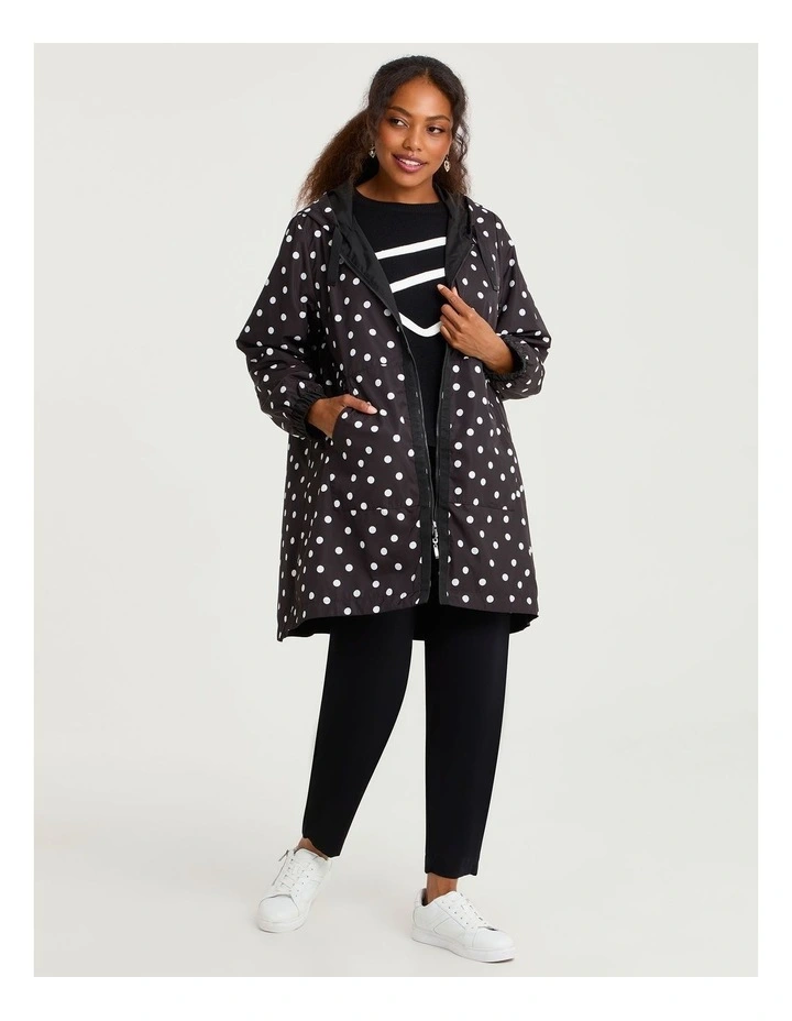 Reversible Shower Resist Mia Polka Dot Jacket in Black image 5