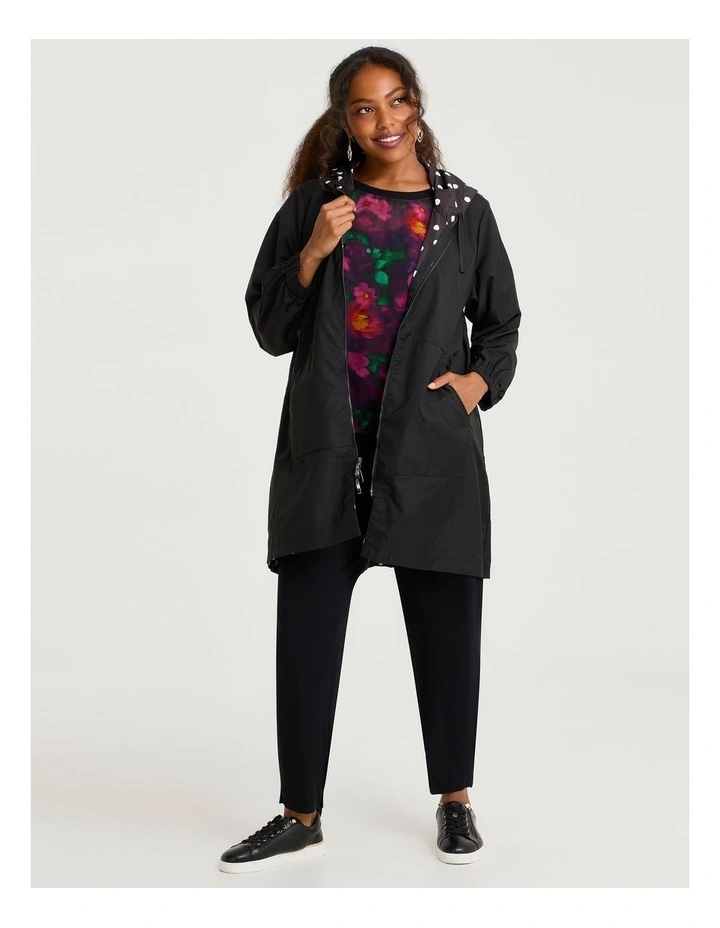 Reversible Shower Resist Mia Polka Dot Jacket in Black image 6