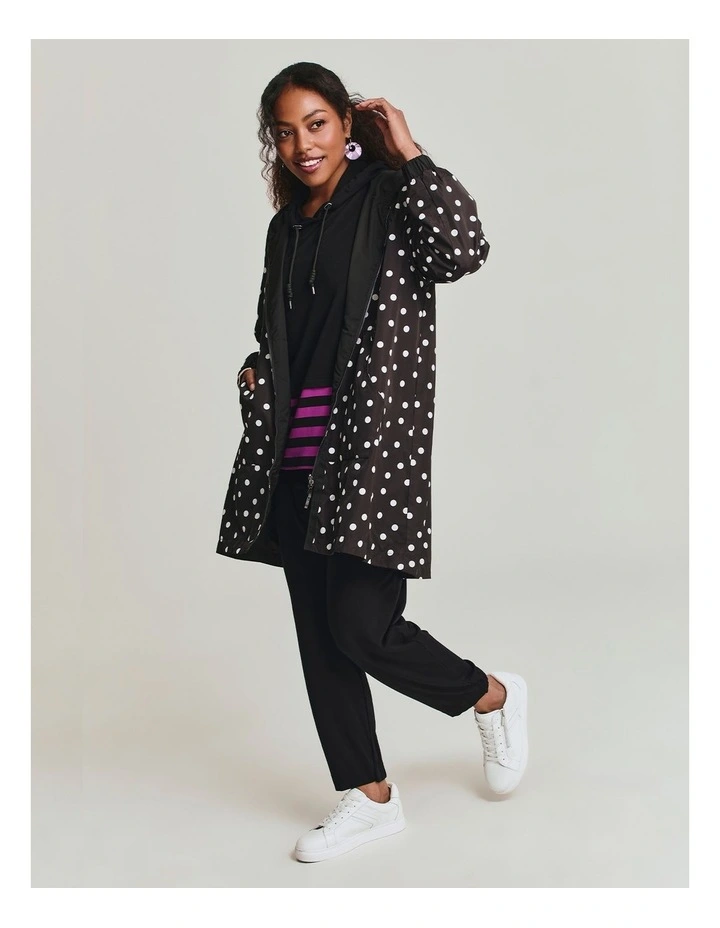 Reversible Shower Resist Mia Polka Dot Jacket in Black image 7
