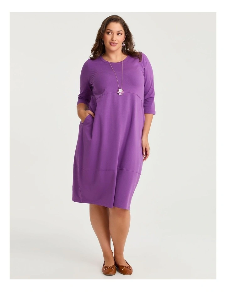Cotton Talia Tulip Dress in Bright Violet image 1